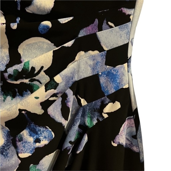 Lauren Ralph Lauren Black Blue Floral Old Money Draped Ruched Dress 12 - Picture 3 of 8